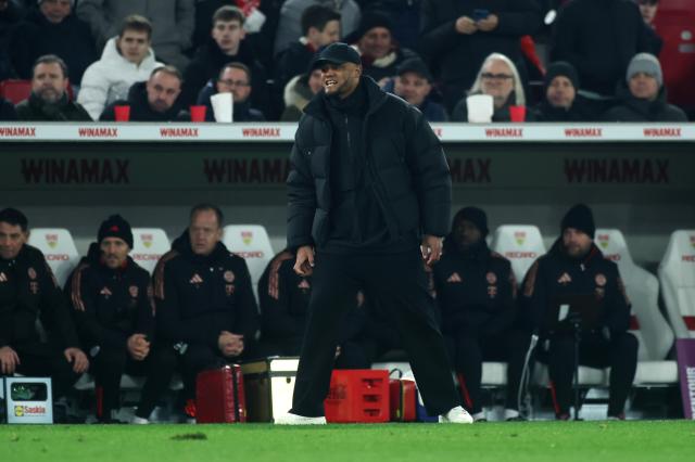 Vincent Kompany on the touchline against VfB Stuttgart.